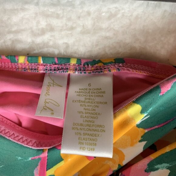 Anne Cole One-Piece Swimsuit Women 6 Multicolor Floral Stretch Twist-Front S9436 - Picture 6 of 9